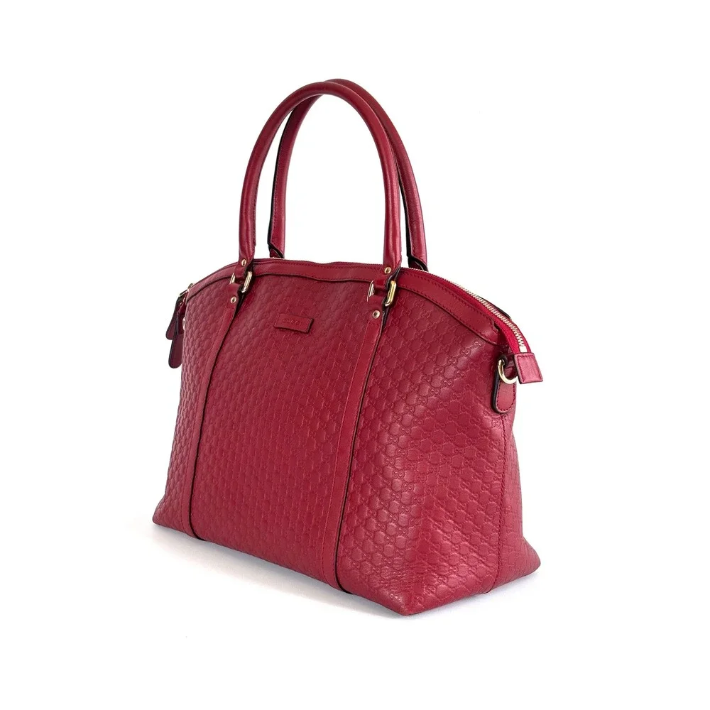 Gucci Microguccissima Red Leather Dome Satchel Bag Gold Hardware 449663